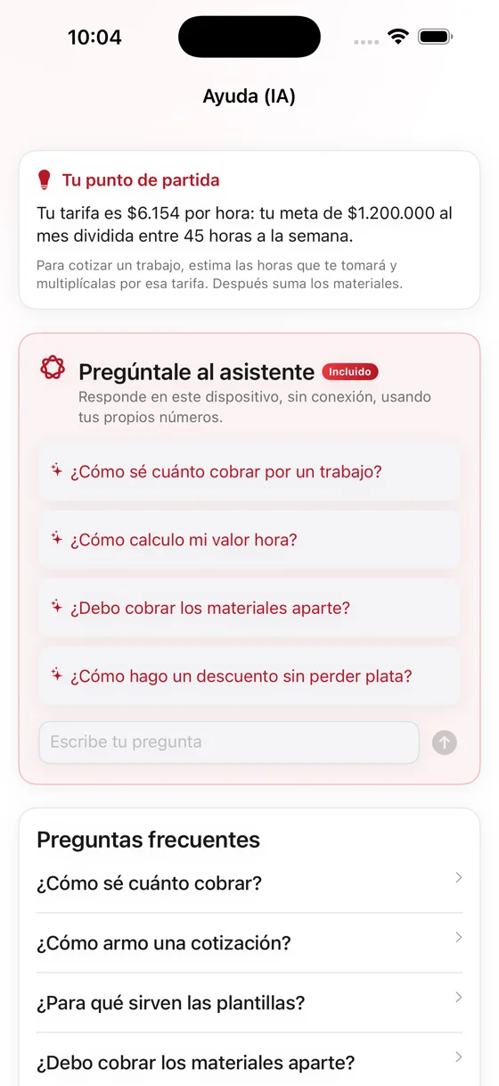 Asistente de ayuda con IA de CuantoCobro
