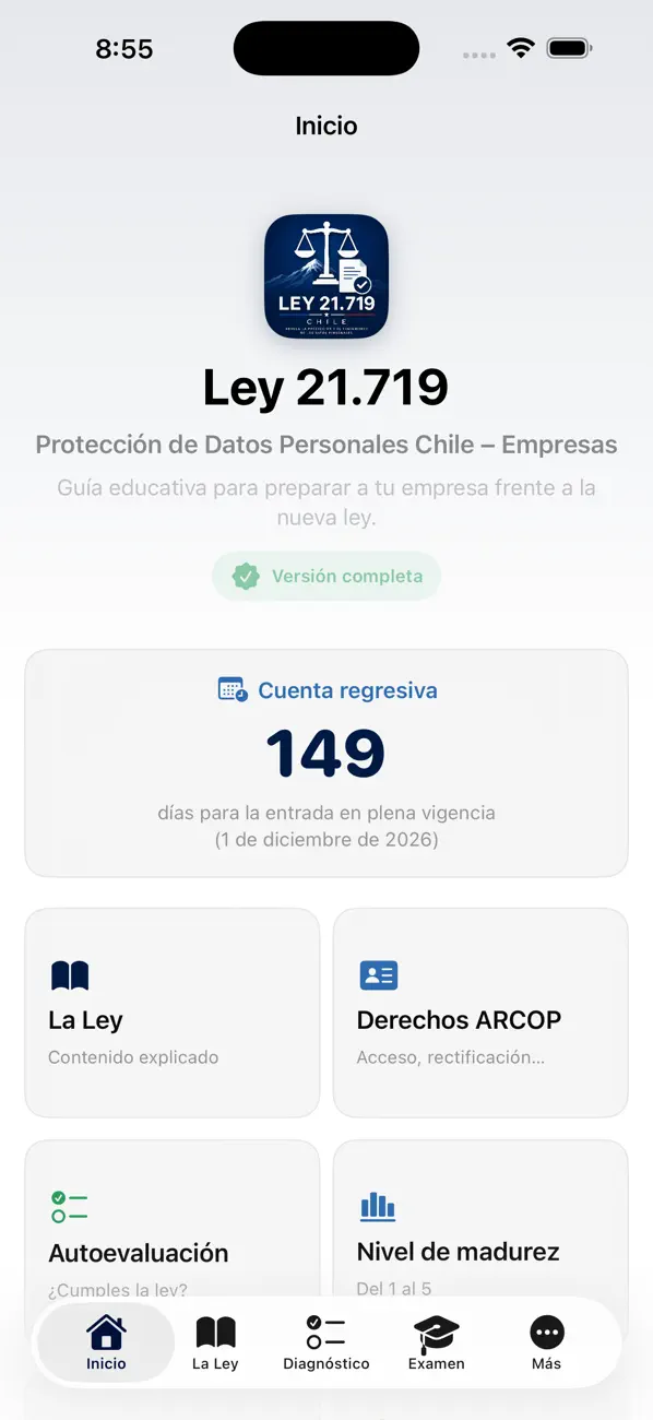 Ley 21.719 Datos Chile — inicio
