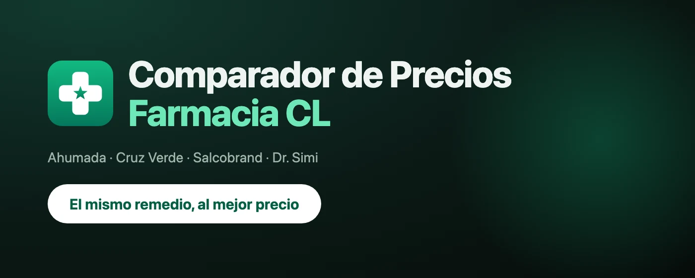 Comparador de Precios Farmacia CL — Ahumada, Cruz Verde, Salcobrand y Dr. Simi